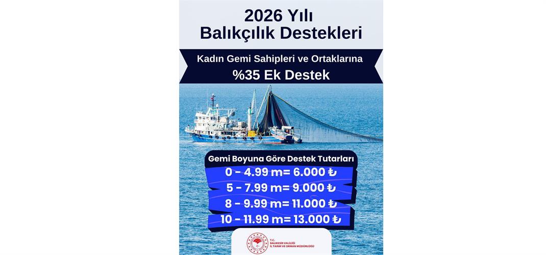 2026 Yılı Küçük Ölçekli Balıkçılık Desteklemesi Başvuruları Başladı