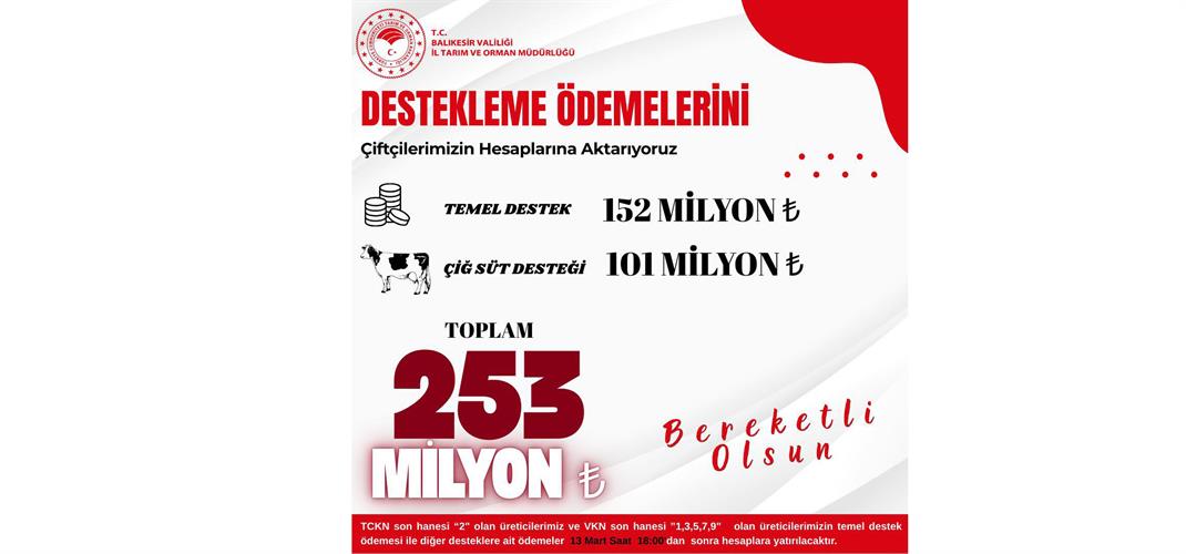 Üreticilerimize Hayırlı ve Bereketli Olsun