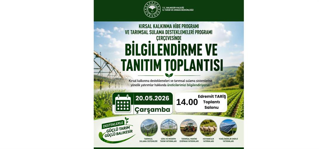 Tüm Üreticilerimiz ve Yatırımcılarımız Davetlidir